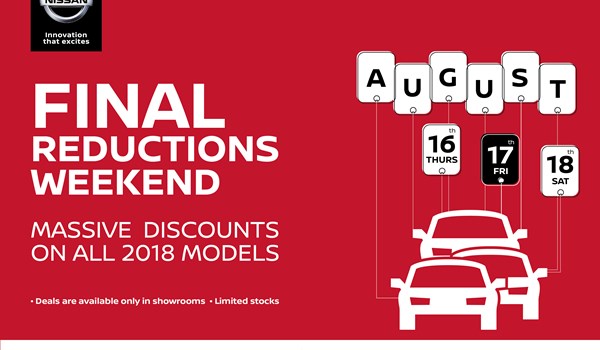 Massive discounts on all 2018 Nissan models 16, 17, 18 of August