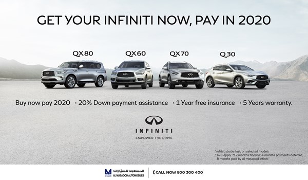 Get your Infiniti Now, Pay in 2020!