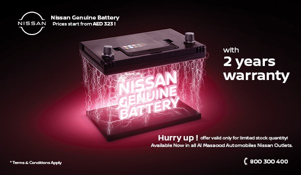 Avail the limited offer on Nissan Genuine Battery from Al Masaood Automobiles Nissan Outlets