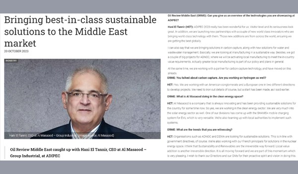 Exclusive Interview with Hani El Tannir, CEO of Al Masaood – Group Industrial, Featured in Oil Review Middle East