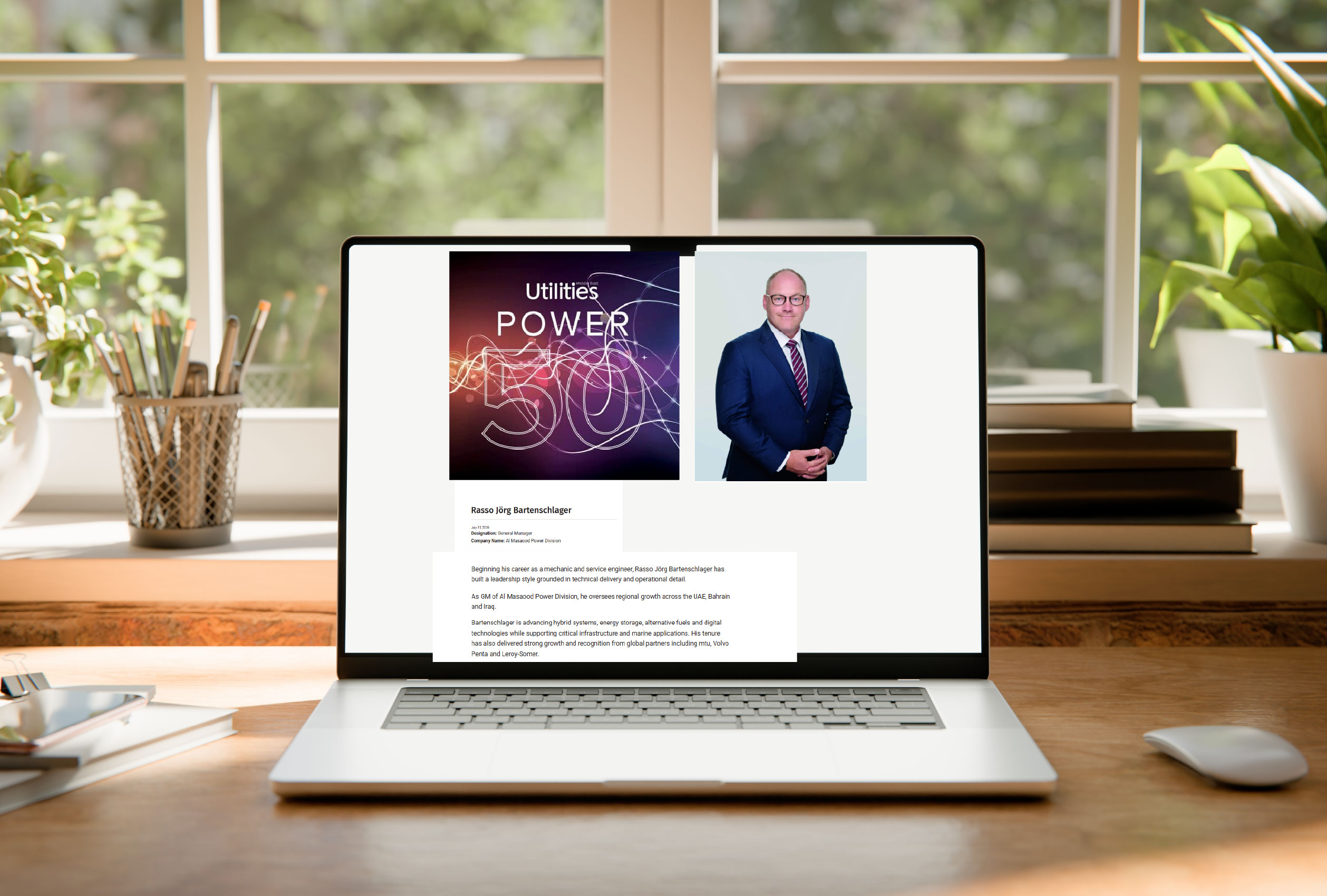 Rasso Bartenschlager Featured Among Utilities Middle East Power 50 Leaders 
